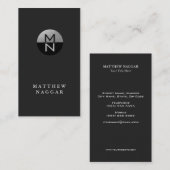 シルバーフェイクホイルとブラックサークルロゴ 名刺 (正面/裏面)