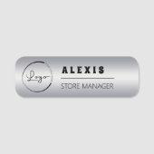 シルバーフェイクレトロ会社のロゴ 名札 (正面)