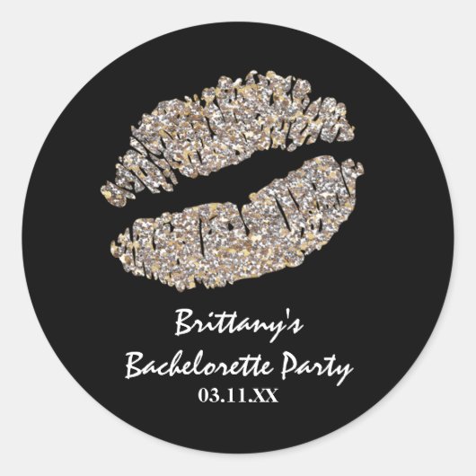 シルバーフェイク金ゴールドスパークルリップスキスパーティーフェイブ ラウンドシール (正面)