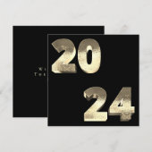 シルバーフェイク金ゴールドハッピーニューイヤー2024 シーズンカード (正面/裏面)