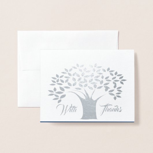 シルバーフォイルありがとうご注意 箔カード (封筒付き正面)