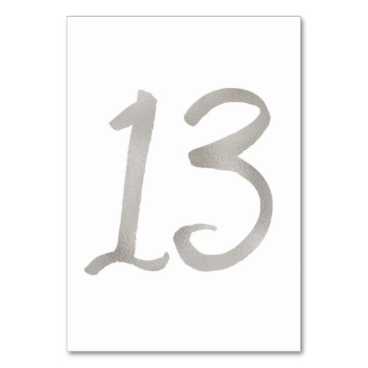 シルバーフォイルがおしゃれなウェディングテーブルナンバー | テーブル13 テーブルナンバー (裏面)