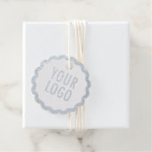 シルバーフォイルつるラベルラウンドスカラップカスタムド フェイバータグ (箱)