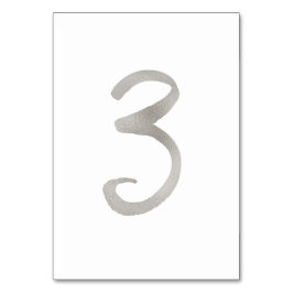 シルバーフォイルのおしゃれな結婚式テーブルナンバー | テーブル３ テーブルナンバー