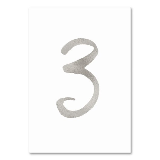 シルバーフォイルのおしゃれな結婚式テーブルナンバー | テーブル3 テーブルナンバー (裏面)