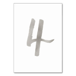 シルバーフォイルのおしゃれな結婚式テーブルナンバー | テーブル4 テーブルナンバー