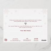 シルバーフォイルアクセント雪片ホリデーカード 箔シーズンポストカード (裏面)