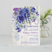 シルバーフォイルエイティブルーウォーターバラ招待状 箔招待状 (立ち正面)