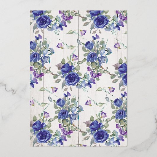 シルバーフォイルエイティブルーウォーターバラ招待状 箔招待状 (裏面)