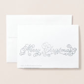 シルバーフォイルエレガントスクリプトメリークリスマスフォト 箔カード (裏面封筒付き)