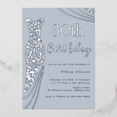 シルバーフォイルエレガントドレス30歳の誕生日 箔招待状 (正面)