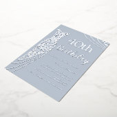 シルバーフォイルエレガントドレス40歳の誕生日 箔招待状 (回転した状態)