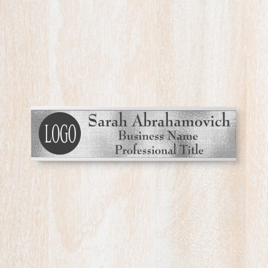 シルバーフォイルオフィスドアシンボルや象徴名プレート サインプレート (正面)