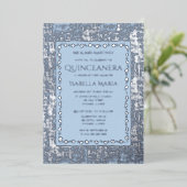 シルバーフォイルキンセアニラ招待状ダスティブルー 箔シーズンカード (立ち正面)