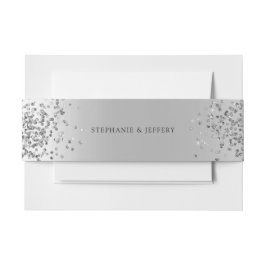 シルバーフォイルグリッタースパークルエレガントな結婚式 招待状ベリーバンド
