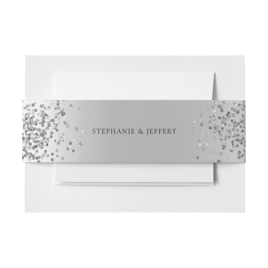 シルバーフォイルグリッタースパークルエレガントな結婚式 招待状ベリーバンド (正面例)