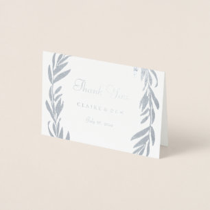 シルバーフォイルグレイリース結婚ズサンキューユー 箔カード