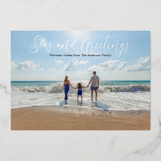 シルバーフォイルシーズアンドグリーティングビーチクリスマスフォイ 箔シーズンカード (正面)