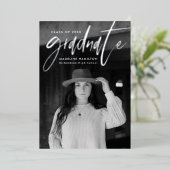 シルバーフォイルスクリプト4写真卒業発表 箔招待状 (立ち正面)