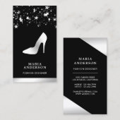 シルバーフォイルスターズ紙吹雪ハイヒールスティレットトス 名刺 (正面/裏面)