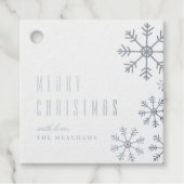 シルバーフォイルスノーフレークスクリスマスホリデーギフトラベル フェイバータグ (正面)