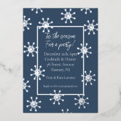 シルバーフォイルスノーフレークスホリデーパーティー招待状 箔招待状 (正面)