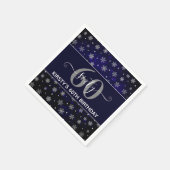 シルバーフォイルスノーフレーク&ブルー《写真》ぼけ味60誕生日 スタンダードカクテルナプキン (角)