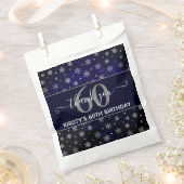 シルバーフォイルスノーフレーク&ブルー《写真》ぼけ味60誕生日 フェイバーバッグ (クリップ留めされた状態)