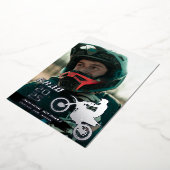 シルバーフォイルダートバイクモトクロス2写真卒業 箔招待状 (回転した状態)