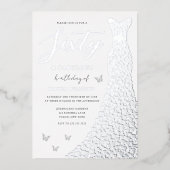 シルバーフォイルハートガウン60thバースデーパーティ実在ー 箔招待状 (正面)