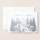 シルバーフォイルパーソナライズクリスマスカード 箔カード (封筒付き正面)