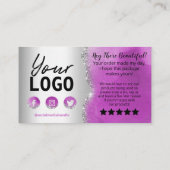 シルバーフォイルパープルグリッターアゲートありがとう 名刺 (裏面)