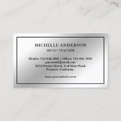 シルバーフォイルピアノキーボードミュージシャンピアニスト 名刺 (裏面)