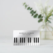 シルバーフォイルピアノキーボードミュージシャンピアニスト 名刺 (スタンド正面)