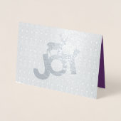 シルバーフォイルフォトクリスマススタグカードパープルグリーン 箔カード (正面)