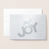 シルバーフォイルフォトクリスマススタグカードパープルグリーン 箔カード (封筒付き正面)