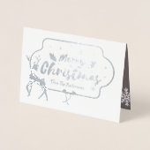 シルバーフォイルフォトクリスマススタパーソナライズされたグ 箔カード (正面)