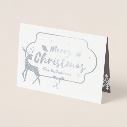 シルバーフォイルフォトクリスマススタパーソナライズされたグ 箔カード (正面)