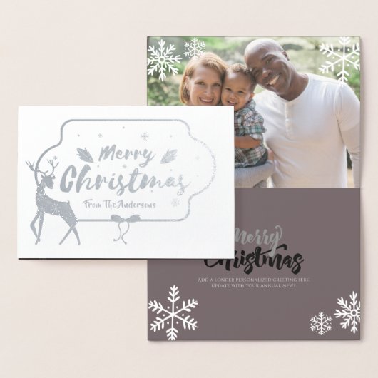 シルバーフォイルフォトクリスマススタパーソナライズされたグ 箔カード (ディスプレー)