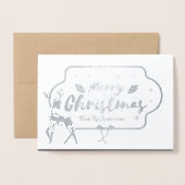 シルバーフォイルフォトクリスマススタパーソナライズされたグ 箔カード (封筒付き正面)