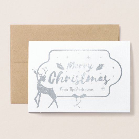 シルバーフォイルフォトクリスマススタパーソナライズされたグ 箔カード (封筒付き正面)