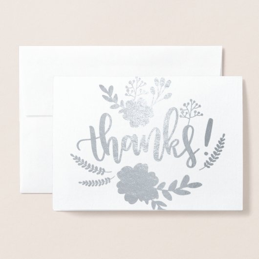 シルバーフォイルフローラタイポグラフィ誠実なユーザ 箔カード (封筒付き正面)