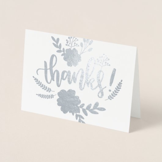 シルバーフォイルフローラタイポグラフィ誠実なユーザ 箔カード (正面)