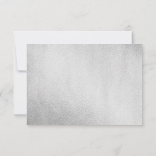 シルバーフォイルフローラパープルウェディングRSVP 出欠カード (裏面)