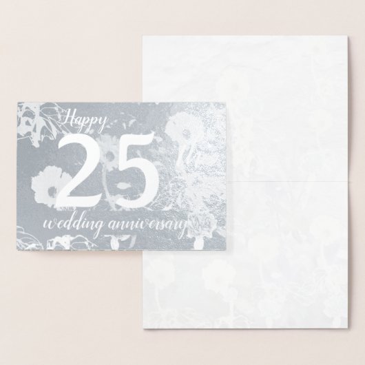 シルバーフォイルフローラ結婚25周年空白の 箔カード (ディスプレー)