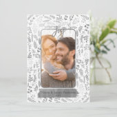 シルバーフォイルボタニカルモダングラムホリデー写真 シーズンカード (スタンド正面)