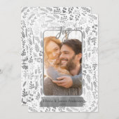 シルバーフォイルボタニカル モダングラム ホリデー写真 シーズンカード (正面/裏面)