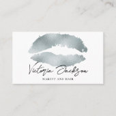 シルバーフォイルモダンリップシックなメイク美しいホワイト 名刺 (正面)