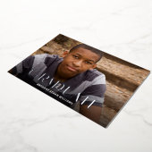 シルバーフォイルモダン1フォト卒業パーティー 箔招待状 (回転した状態)