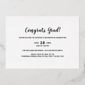 シルバーフォイルモダン1フォト卒業パーティー 箔招待状 (裏面)